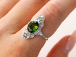 tourmaline diamond ring on finger