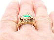 Antique Gold and Emerald Ring on finger