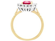 Vintage Ruby Ring with diamonds setting