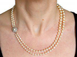 Double strand pearl necklace with clasp wearing