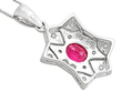 Ruby and Diamond Pendant 18k White Gold Reverse