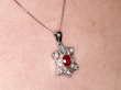 Ruby and Diamond Pendant 18k White Gold Wearing