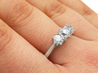 platinum three stone diamond ring wearing 