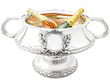 Large Silver Bowls with Bottles 