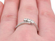 Vintage White Gold and Diamond Twist Ring Wearing Finger