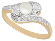 Pearl Twist Ring with Diamonds 
