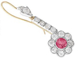 Pink Sapphire Drop Earrings Yellow Gold