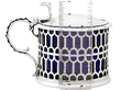 Silver Mustard Pot with Blue Glass Liner