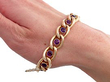 gold amethyst bracelet on wrist