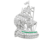 Antique Ship Brooch