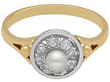 14k Yellow Gold Pearl and Diamond Ring