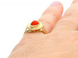 Vintage Coral Ring in Gold Wearing Finger