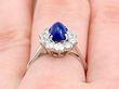 sapphire cluster ring uk on hand