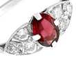 garnet and diamond ring in platinum