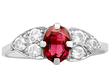 vintage garnet and diamond ring in platinum