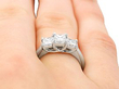 Princess Cut Trilogy Ring Wearing