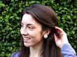 Mabe Pearl Earrings in White Gold Wearing