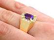 close up wearing tanzanite ring