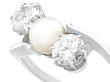 Vintage Pearl and Diamond Ring 1950s