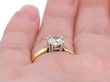 1 carat solitaire diamond ring yellow gold wearing