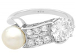 pearl diamond ring in white gold