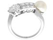 pearl diamond ring in white gold
