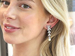 Pearl & Diamond Drop Earrings Wearing