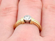 bezel set diamond engagement ring wearing