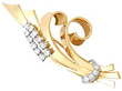 Double Clip Brooch Gold