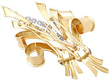 Double Clip Brooch Gold