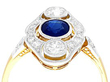 Vintage Art Deco Diamond and Sapphire Ring for Sale