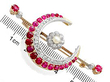 Antique Ruby Crescent Brooch Ruler
