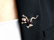 wearing vintage frog brooch