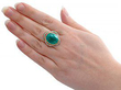 Cabochon Cut Gold Emerald Ring wearing