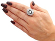White Gold Black Onyx & Diamond Ring wearing full view