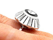 White Gold Black Onyx & Diamond Ring wearing 3/4 view