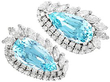 White Gold Aquamarine Earrings Clip On