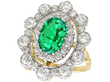 antique emerald and diamond flower ring