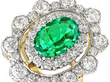 Emerald and Diamond Ring Yellow Gold close up