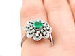 Vintage Emerald and Diamond Ring Wearing