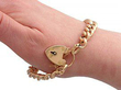 Gold Bracelet with Heart Padlock Antique on wrist