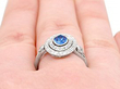 Wearing On Hand Marquise Sapphire and Diamond Ring 