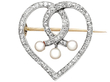 Antique Diamond and Pearl Heart Brooch