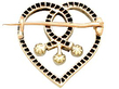 Antique Diamond and Pearl Heart Brooch