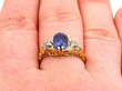 Antique Victorian Sapphire Ring on finger