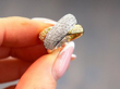 criss cross pave set diamond ring