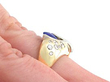 gold sapphire diamond ring wearing