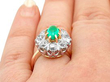 Emerald and Diamond Cluster Ring Wearing