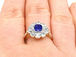 Yellow Gold Sapphire Ring Wearing Finger