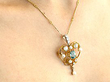 Antique Aquamarine Pendant Wearing Close Up